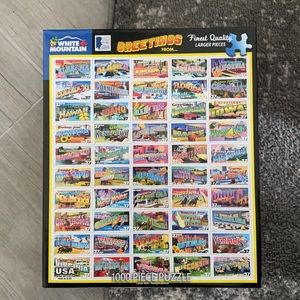 White Mountain Jigsaw Puzzle 1000 pc stamps
